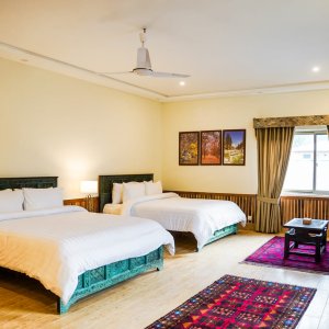 Roomy greens family room